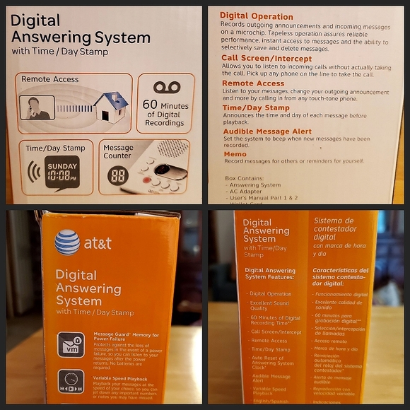 at&t digital answering system w/ time & day stamp. BRAND NEW. - Picture 2 of 3
